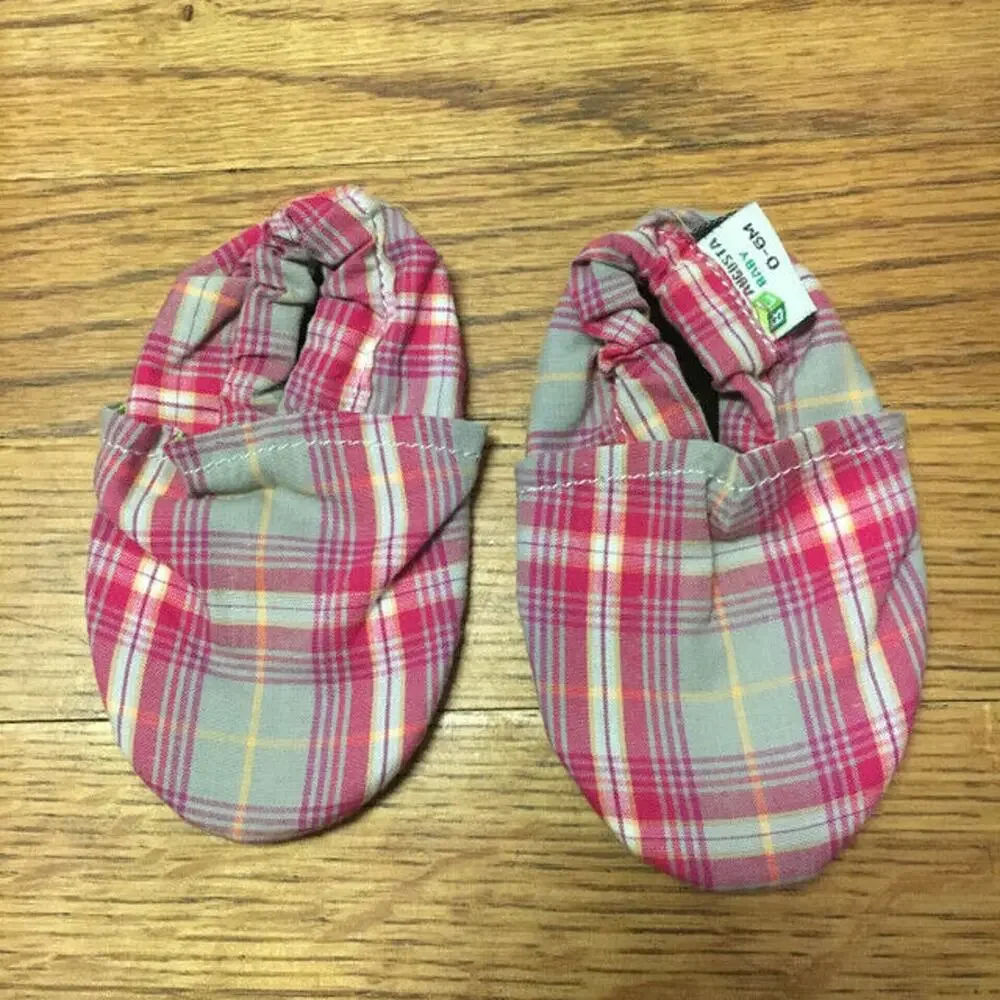 Augusta Baby Slip On Moccs Plaid Pink Soft Sole 0-6 Mo Shoes Preppy Moccasins‎